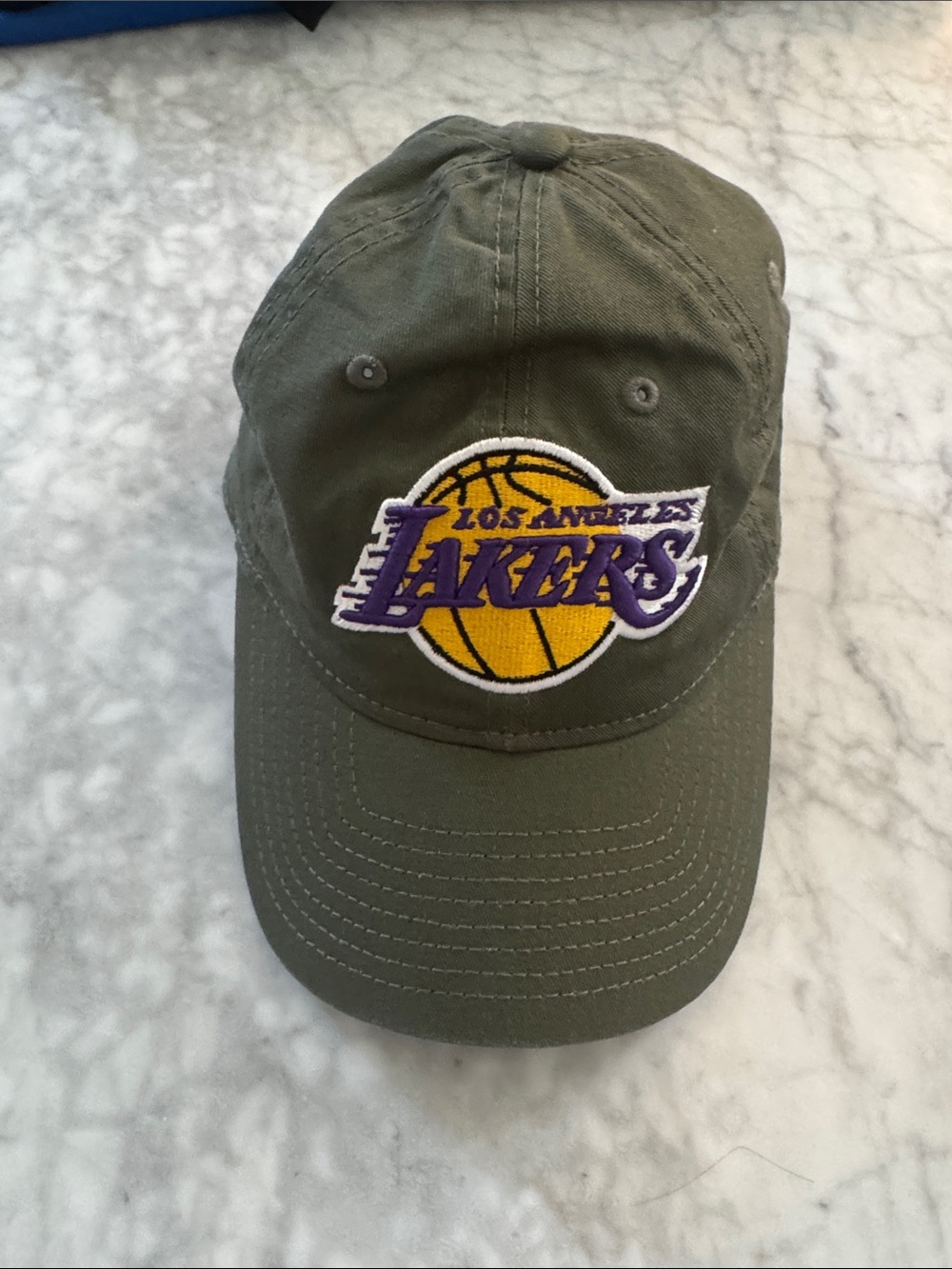 New Era Los Angeles Lakers Olive Green Hat with Purple and Yellow Logo OS